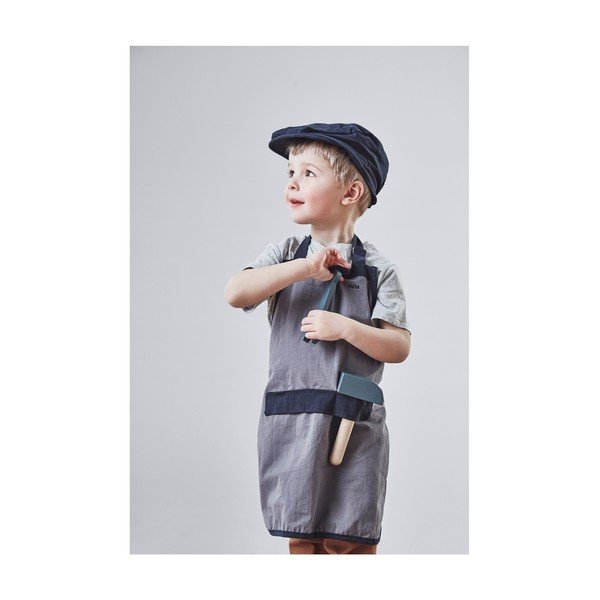 Grembiule da lavoro grigio per bambini con cappuccio Costume da costruttore Play - Flexa-image-3