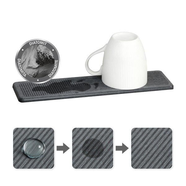 Tappetino scolapiatti grigio in diatomite 30x8 cm Damon – Wenko-image-3
