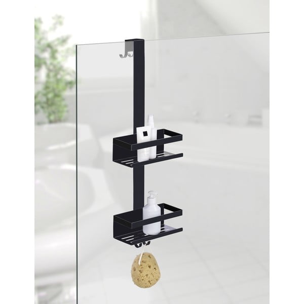 Mensola da bagno da appendere nera in acciaio inox Bribano – Wenko-image-1