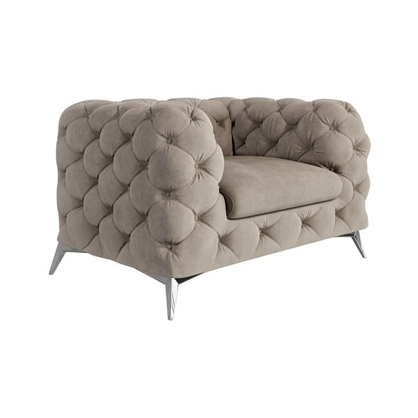 Poltrona greige con rivestimento in velluto Chelsea – Ropez