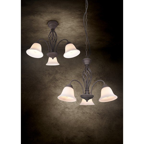 Plafoniera marrone scuro con paralume in vetro Rustica – Trio-image-3