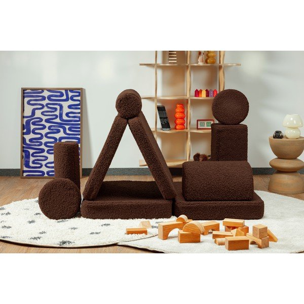 Cuscino per divano da bambini marrone scuro con rivestimento in bouclé Warm Hazel – Wigiwama-image-2