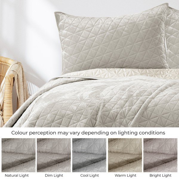 Copriletto greige in velluto con rivestimento trapuntato 240x260 cm Laila – Restilo-image-4