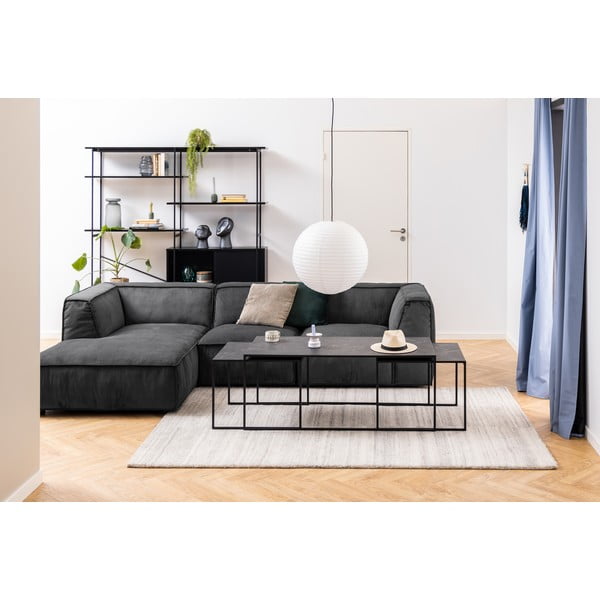 Set di tavolini da salotto color nero opaco con piano effetto marmo 3 pz 60x120 cm Infinity – Actona-image-1