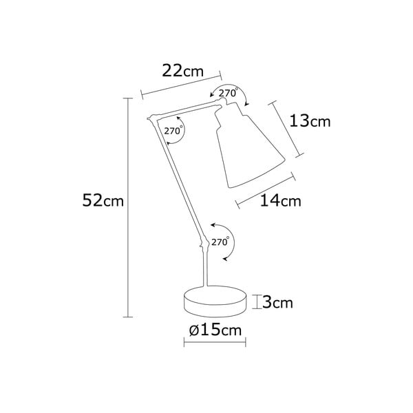 Lampada da tavolo gialla/di colore naturale con paralume in metallo (altezza totale 52 cm) Manavgat – Opviq lights-image-3