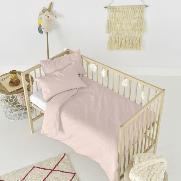 Biancheria da letto rosa in cotone per neonati, 100 x 120 cm Basic - Happy Friday-image-3