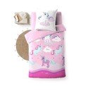 Set copripiumino e federa da bambini rosa in cotone per letto singolo 140x200 cm Licorne – douceur d'intérieur