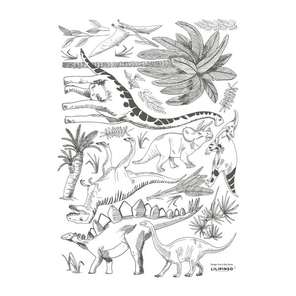 Foglio adesivo 30x42 cm Dinosaurs & Plants - Lilipinso