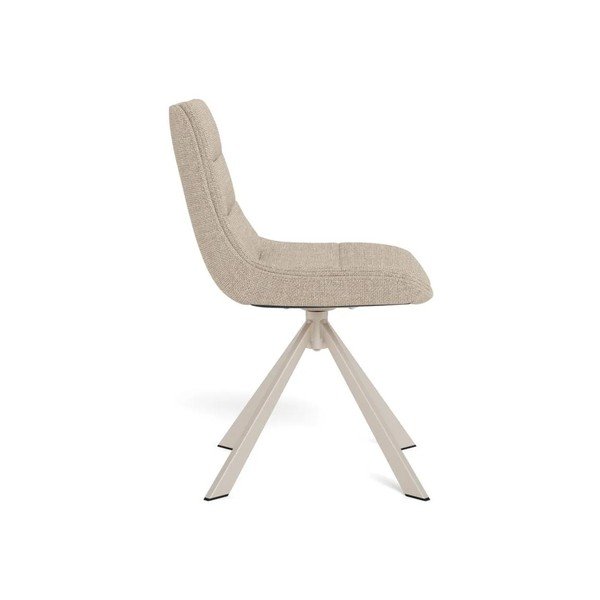 Sedia da pranzo beige imbottito girevole Adisa – Actona-image-4