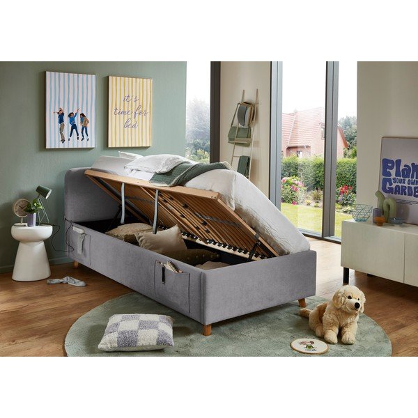 Letto da bambini grigio con contenitore con rete inclusa 90x200 cm Cosy – Meise Möbel-image-2