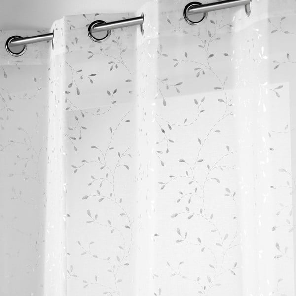 Tenda sottile bianca/argentata in voile 140x240 cm Floressia – douceur d'intérieur-image-1