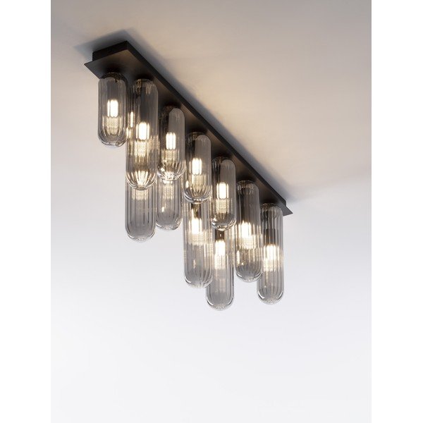 Plafoniera grigia in vetro con paralume in vetro 10x72 cm Gustave – Nova Luce-image-3