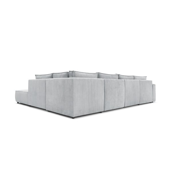 Divano angolare a U in velluto a coste grigio chiaro, angolo destro Nihad modular - Bobochic Paris-image-4