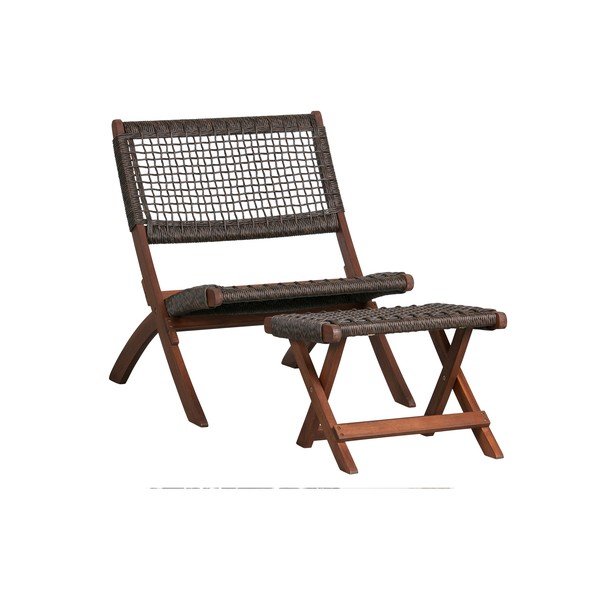 Poltrona pieghevole da giardino marrone scuro in legno di rombo Lois - WOOOD-image-3