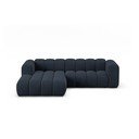 Divano angolare blu scuro (con penisola a sinistra/con chaise lounge) con rivestimento in ciniglia Lupine – Micadoni 