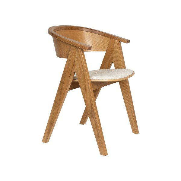 Sedia da pranzo di colore naturale in imbottito con braccioli NDSM – Zuiver