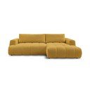 Divano angolare color senape allungabile e con contenitore (penisola a destra/chaise lounge) con rivestimento in ciniglia Fuji – Bobochic Paris