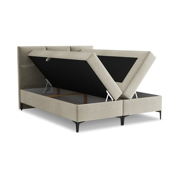 Letto boxspring grigio tortora con contenitore 180x200 cm Pakalana – Makamii-image-1