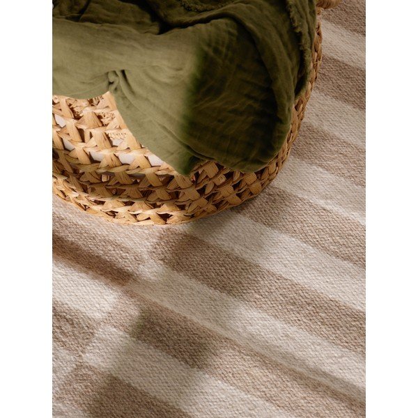 Passatoia bianca/marrone chiaro in lana reversibile/tessuta a mano 80x200 cm Vika – Hanse Home-image-3