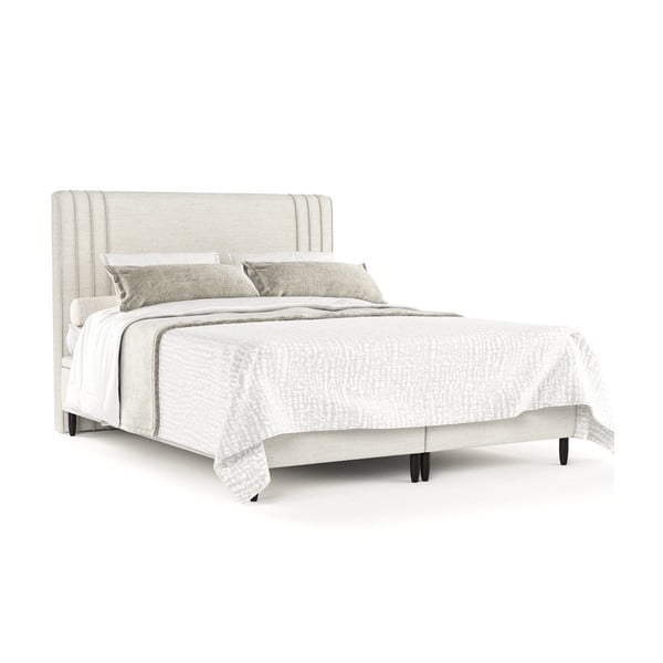 Letto matrimoniale imbottito beige con contenitore 160x200 cm Musca - Maison de Rêve-image-2