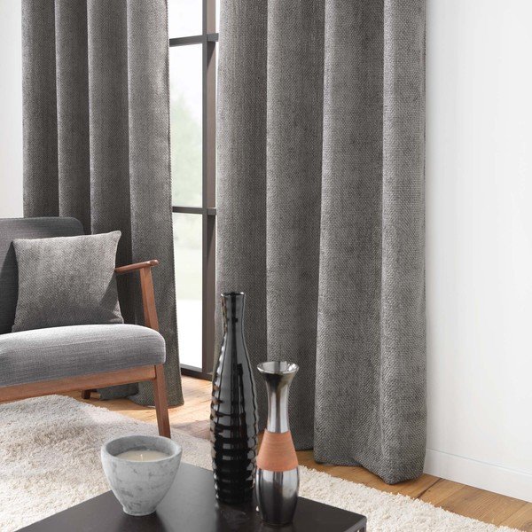Tenda color antracite in ciniglia 140x260 cm Leo – douceur d'intérieur-image-1