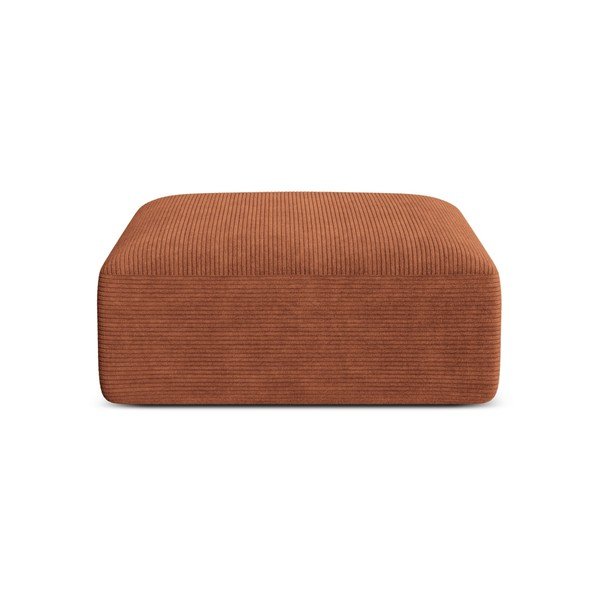 Poggiapiedi color terracotta con rivestimento in velluto a coste Campi – Cosmopolitan Design-image-1