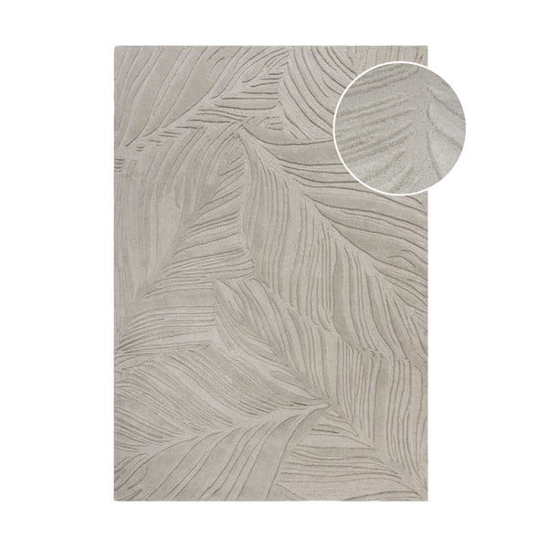 Tappeto in lana grigio chiaro 200x290 cm Lino Leaf - Flair Rugs