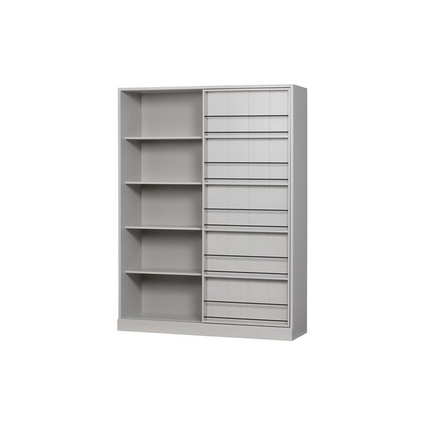Libreria in legno di pino grigio chiaro con ante scorrevoli 150x200 cm Swing - WOOOD-image-3