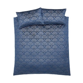 Catherine Lansfield Oxford - Set copripiumino reversibile con federe, per letto super king size, motivo a righe, colore: blu navy