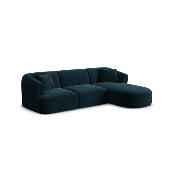 Divano angolare color petrolio (con penisola a destra/con chaise lounge) con rivestimento in velluto Campi – Cosmopolitan Design-image-2