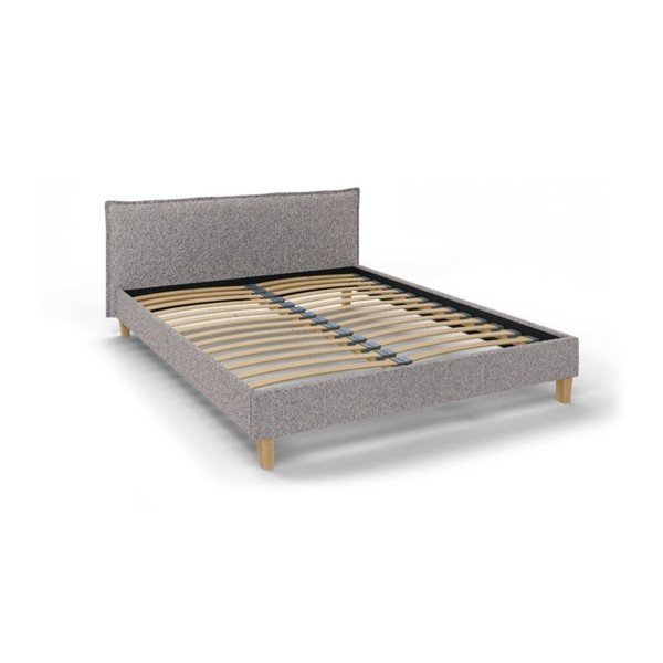 Letto matrimoniale imbottito grigio con griglia 160x200 cm Tina - Ropez