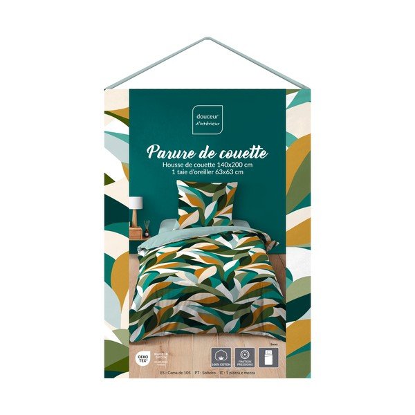 Set copripiumino e federa in cotone per letto singolo 140x200 cm Swan – douceur d'intérieur-image-1