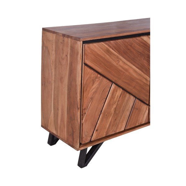 Armadietto di colore naturale in acacia massiccia 120x78x40 cm Ambala – Interia Home & Living-image-4