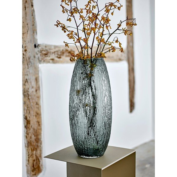 Vaso grigio in vetro fatto a mano (altezza totale 50 cm) Brock – Bloomingville-image-1