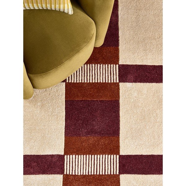 Tappeto burgundy/color crema in fibre riciclate tessuto a mano 200x290 cm Franka – MADE-image-3