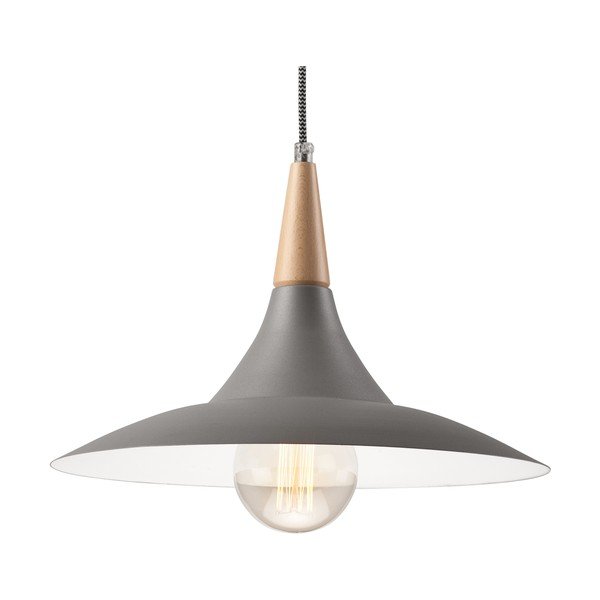 Lampadario grigio con paralume in metallo ø 30 cm Ufo – LAMKUR-image-4