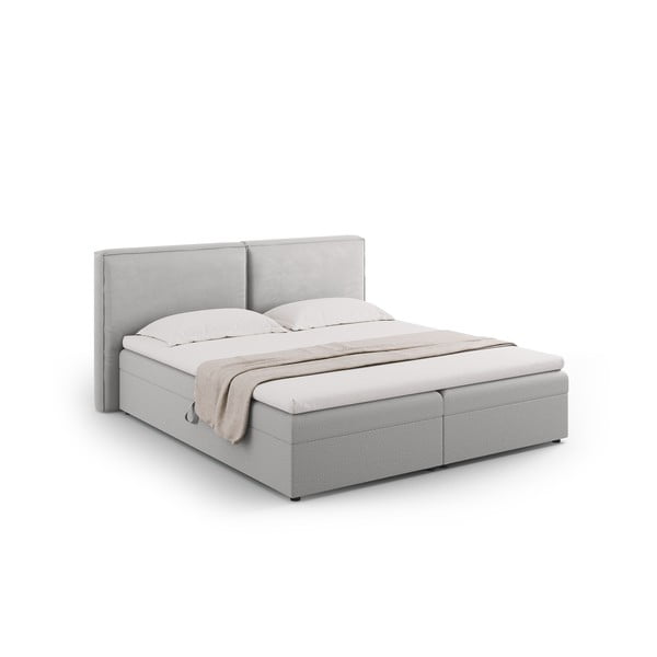 Letto boxspring in grigio chiaro con contenitore 140x200 cm Arendal – Cosmopolitan Design-image-1
