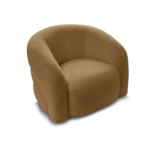Poltrona color senape girevole con rivestimento in bouclé Elina – Bobochic Paris-image-4