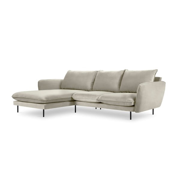 Divano angolare in velluto beige, angolo sinistro Vienna - Cosmopolitan Design-image-3