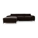 Divano angolare marrone scuro allungabile/con contenitore (con penisola a sinistra/con chaise lounge) e rivestimento in velluto Grayson – ELTAP