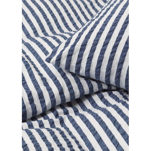 Biancheria da letto in crêpe esteso bianco e blu scuro per letto matrimoniale 200x220 cm Bæk&Bølge - JUNA-image-2