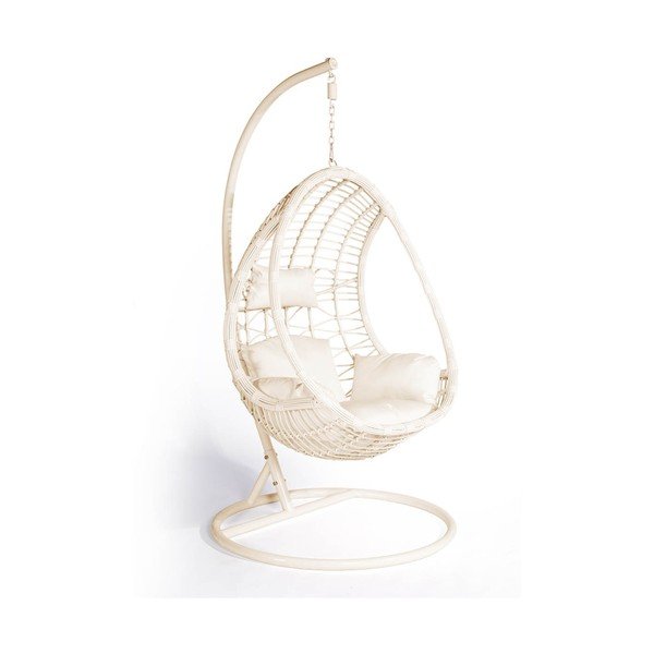 Poltrona sospesa bianco crema in rattan artificiale Tahiti - Bonami Selection-image-1
