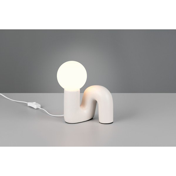 Lampada da tavolo avorio in ceramica (altezza totale 21,5 cm) Quinn – Reality-image-1