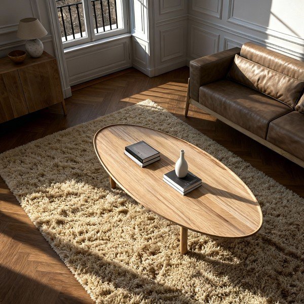 Divano in pelle di bufalo marrone chiaro con struttura in rovere massiccio , 210 cm Fawn - Gazzda-image-1