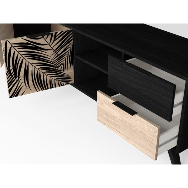Tavolo TV nero in rovere 181x53 cm Palmera - Marckeric-image-1