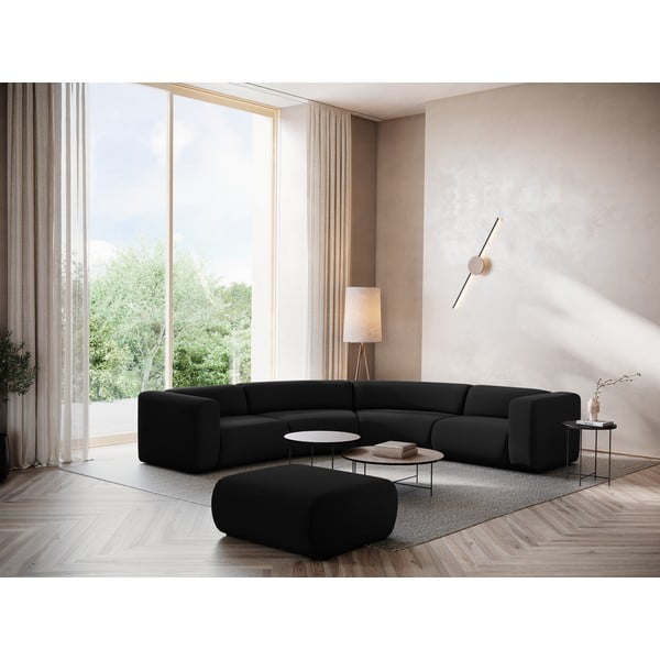Divano angolare nero con rivestimento in velluto Ekahi – Makamii-image-1