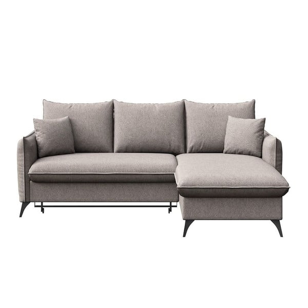 Divano angolare grigio allungabile e con contenitore (con penisola a destra e chaise lounge) Brim – Rodier