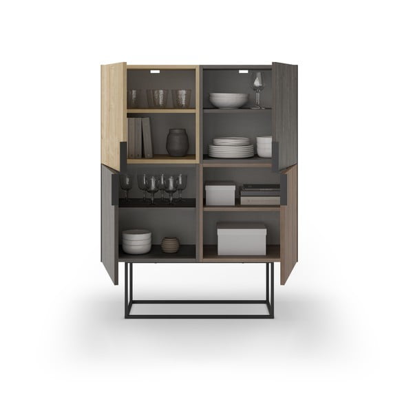 Mobile in rovere decorato in colore marrone-naturale 100x130 cm Titan - Marckeric-image-3