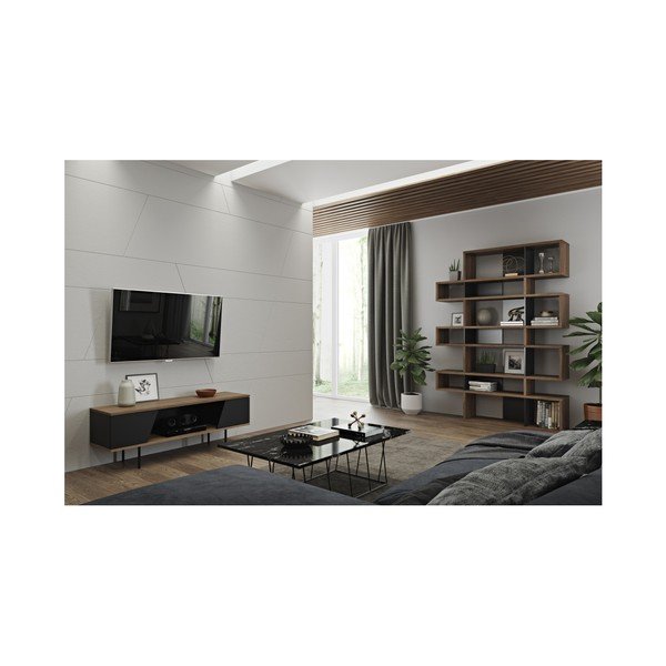 Tavolo TV in noce 140x51 cm Dixie - TemaHome-image-4