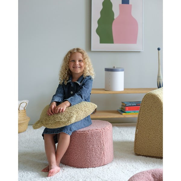 Pouf per bambini rosa con rivestimento in bouclé – Wigiwama-image-1